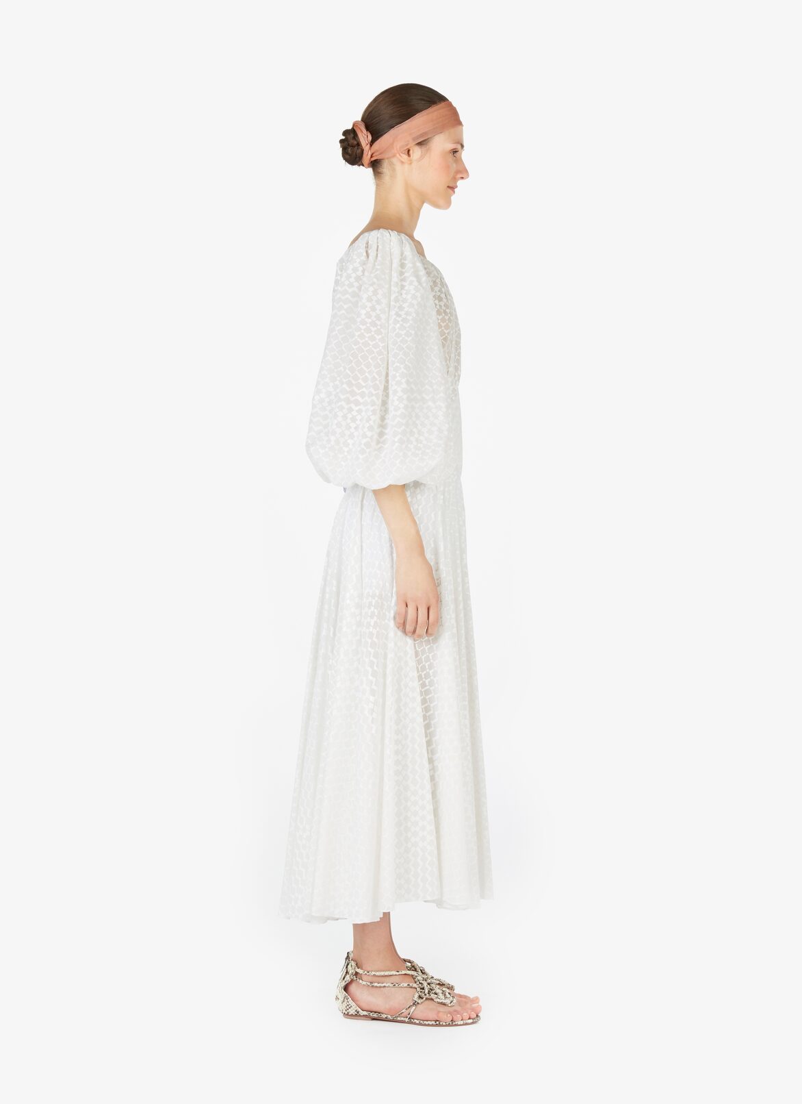 Gerafftes Peasant-Top Aus Baumwolle ALAÏA WEIß GERAFFTES PEASANT-TOP AUS BAUMWOLLE